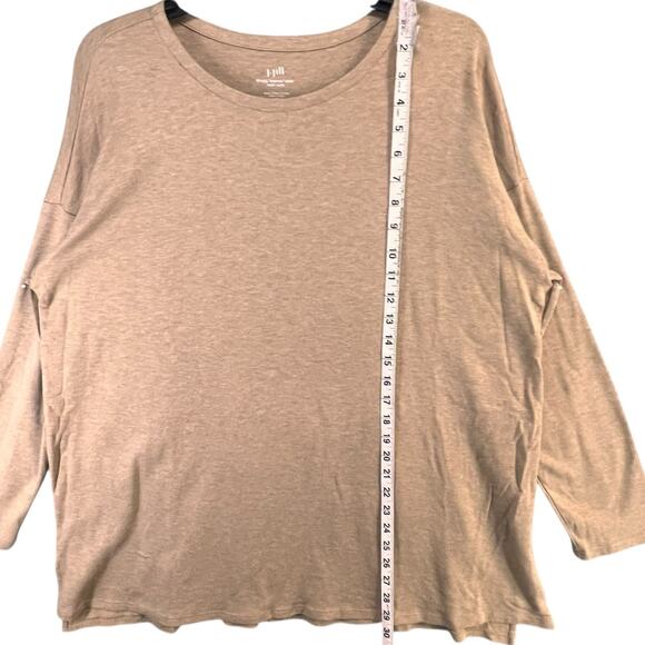 J Jill Simply Supima Tunic Top Womens 1X Tan Crew Neck Drop Shoulders Relaxed - Picture 8 of 14